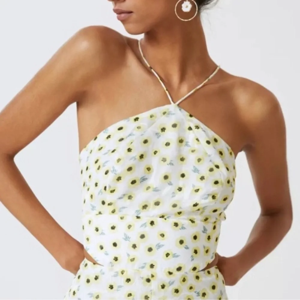 Anthropologie Hutch Ditsy Floral Halter Mini Romper Size 4 - Picture 4 of 11